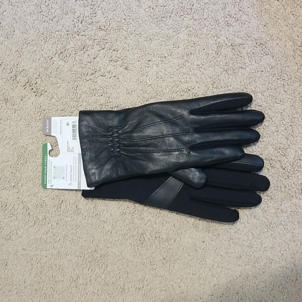 Isotoner Women's Genuine Leather Black Gloves, Size S/M, NWT - Picture 3 of 4